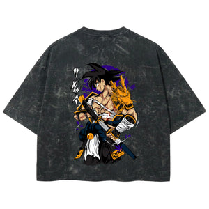 Playera streetwear premium de anime y gaming ExtraLife MX, corte boxy deluxe mineral wash heavyweight en color Acid Wash, moda urbana mexicana de culto.