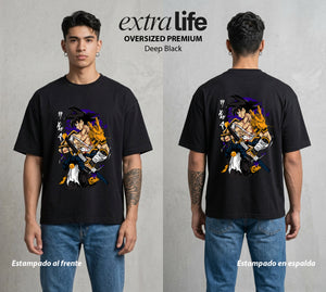 El Poder de las Esferas | Guerrero de las Estrellas Samurai #00795 - Playera Oversized Premium | Deep Black - Foto en modelo