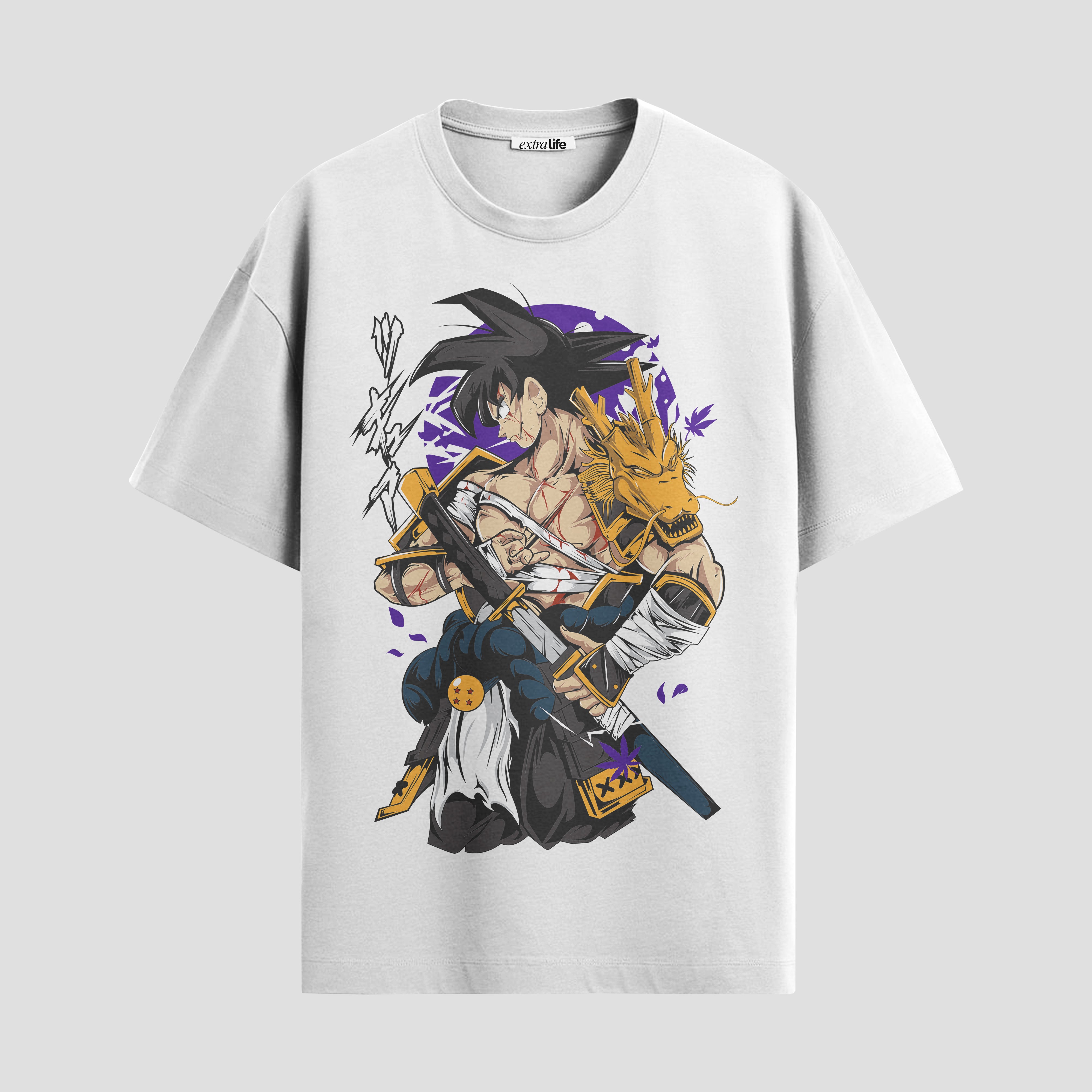 Playera urbana de anime y gaming ExtraLife MX, corte Standard Fit unisex ligero y transpirable en color Deep Black y Pure White, ropa de uso diario para gym y casual.