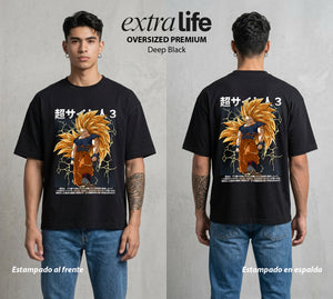 El Poder de las Esferas | Guerrero de las Estrellas #00796 - Playera Oversized Premium | Deep Black - Foto en modelo