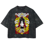 Playera streetwear premium de anime y gaming ExtraLife MX, corte boxy deluxe mineral wash heavyweight en color Acid Wash, moda urbana mexicana de culto.