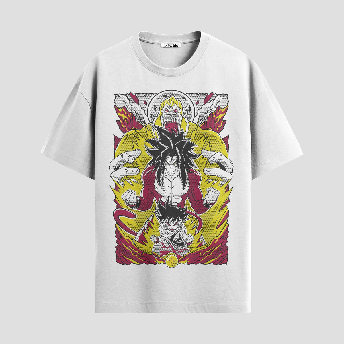 Playera urbana de anime y gaming ExtraLife MX, corte Classic Premium unisex ligero y transpirable en color Deep Black y Pure White, ropa de uso diario para gym y casual.