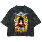 Playera streetwear premium de anime y gaming ExtraLife MX, corte boxy deluxe mineral wash heavyweight en color Acid Wash, moda urbana mexicana de culto.