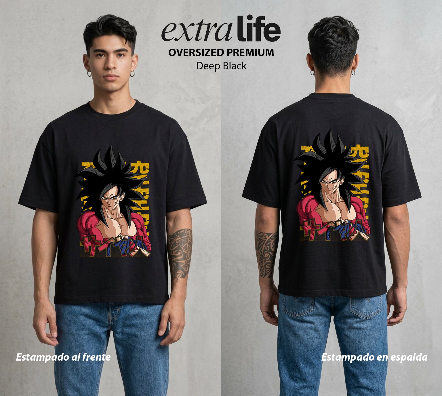 El Poder de las Esferas | Poder sin Limite #00799 - Playera Oversized Premium | Deep Black - Foto en modelo
