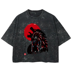 Playera streetwear premium de anime y gaming ExtraLife MX, corte boxy deluxe mineral wash heavyweight en color Acid Wash, moda urbana mexicana de culto.