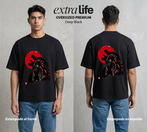 El Poder de las Esferas | Guerrero de las Estrellas #00801 - Playera Oversized Premium | Deep Black - Foto en modelo