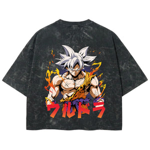Playera streetwear premium de anime y gaming ExtraLife MX, corte boxy deluxe mineral wash heavyweight en color Acid Wash, moda urbana mexicana de culto.