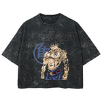 Playera streetwear premium de anime y gaming ExtraLife MX, corte boxy deluxe mineral wash heavyweight en color Acid Wash, moda urbana mexicana de culto.