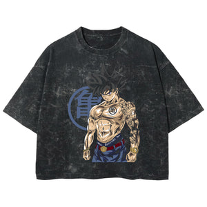 Playera streetwear premium de anime y gaming ExtraLife MX, corte boxy deluxe mineral wash heavyweight en color Acid Wash, moda urbana mexicana de culto.
