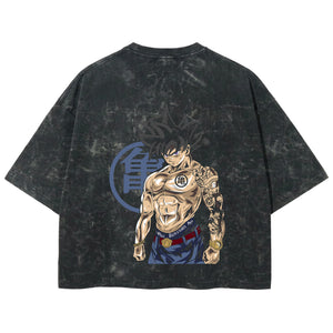 Playera streetwear premium de anime y gaming ExtraLife MX, corte boxy deluxe mineral wash heavyweight en color Acid Wash, moda urbana mexicana de culto.