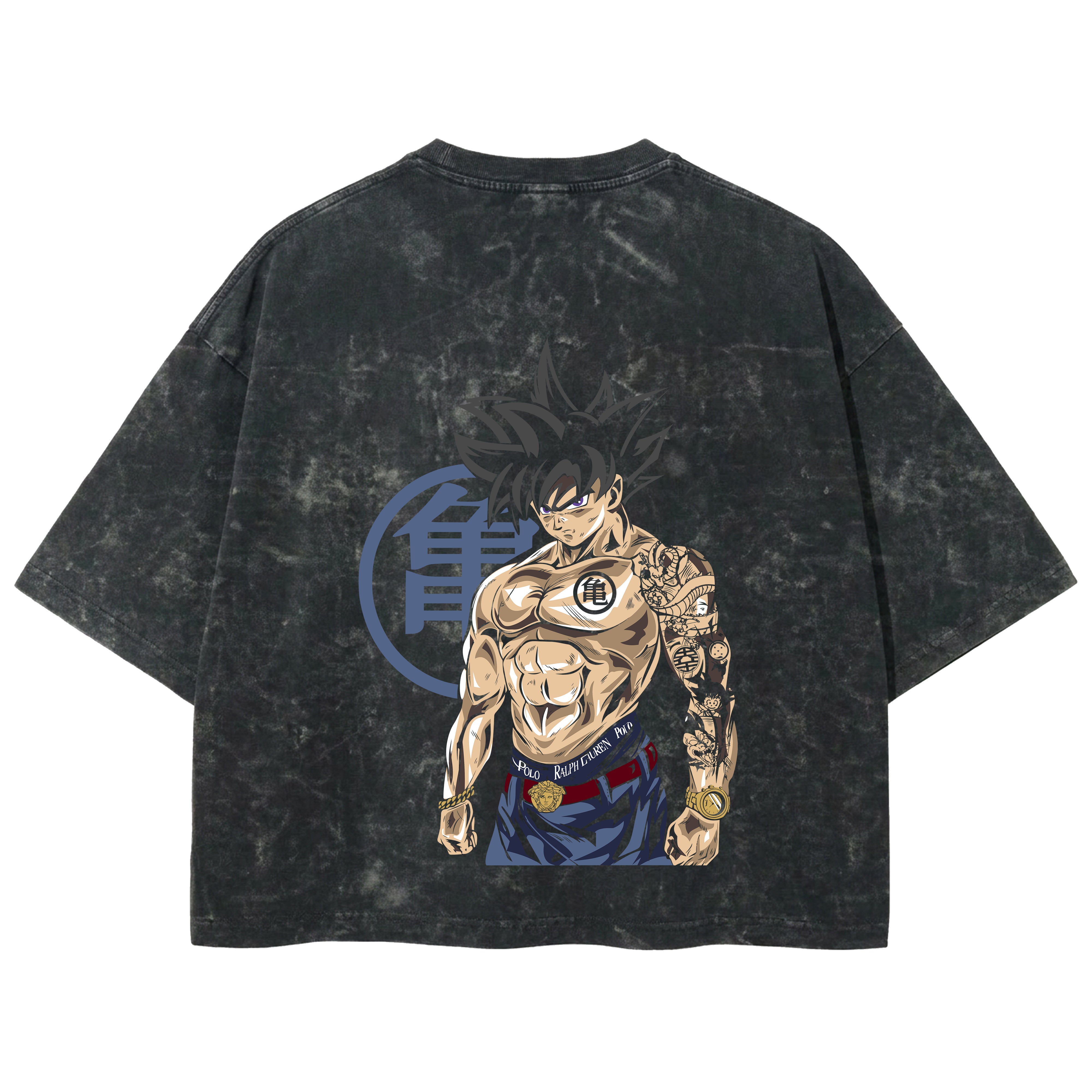 Playera streetwear premium de anime y gaming ExtraLife MX, corte boxy deluxe mineral wash heavyweight en color Acid Wash, moda urbana mexicana de culto.