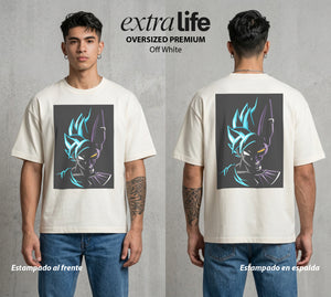 El Poder de las Esferas | Guerrero de las Estrellas #00805 - Playera Oversized Premium | Off White - Foto en modelo