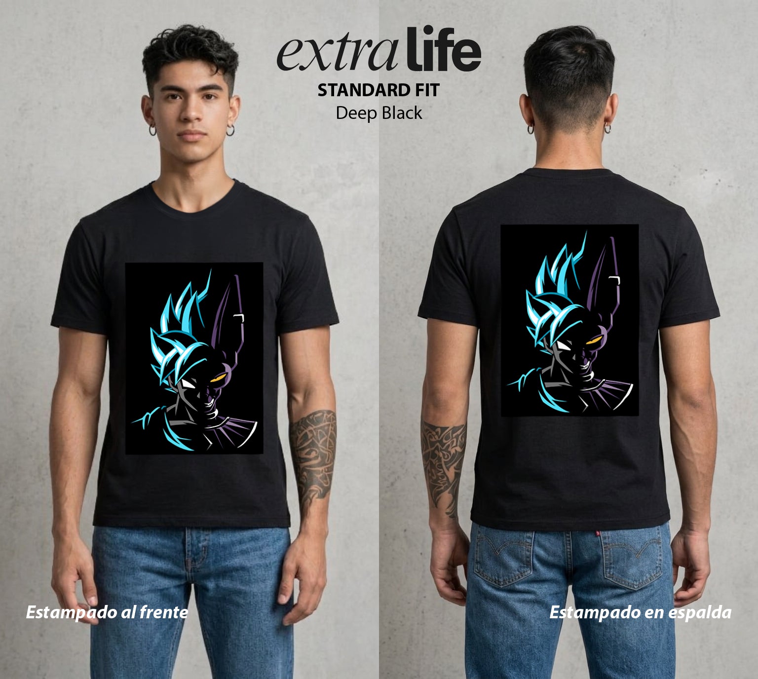 El Poder de las Esferas | Guerrero de las Estrellas #00805 - Playera Standard Fit | Deep Black - Foto en modelo