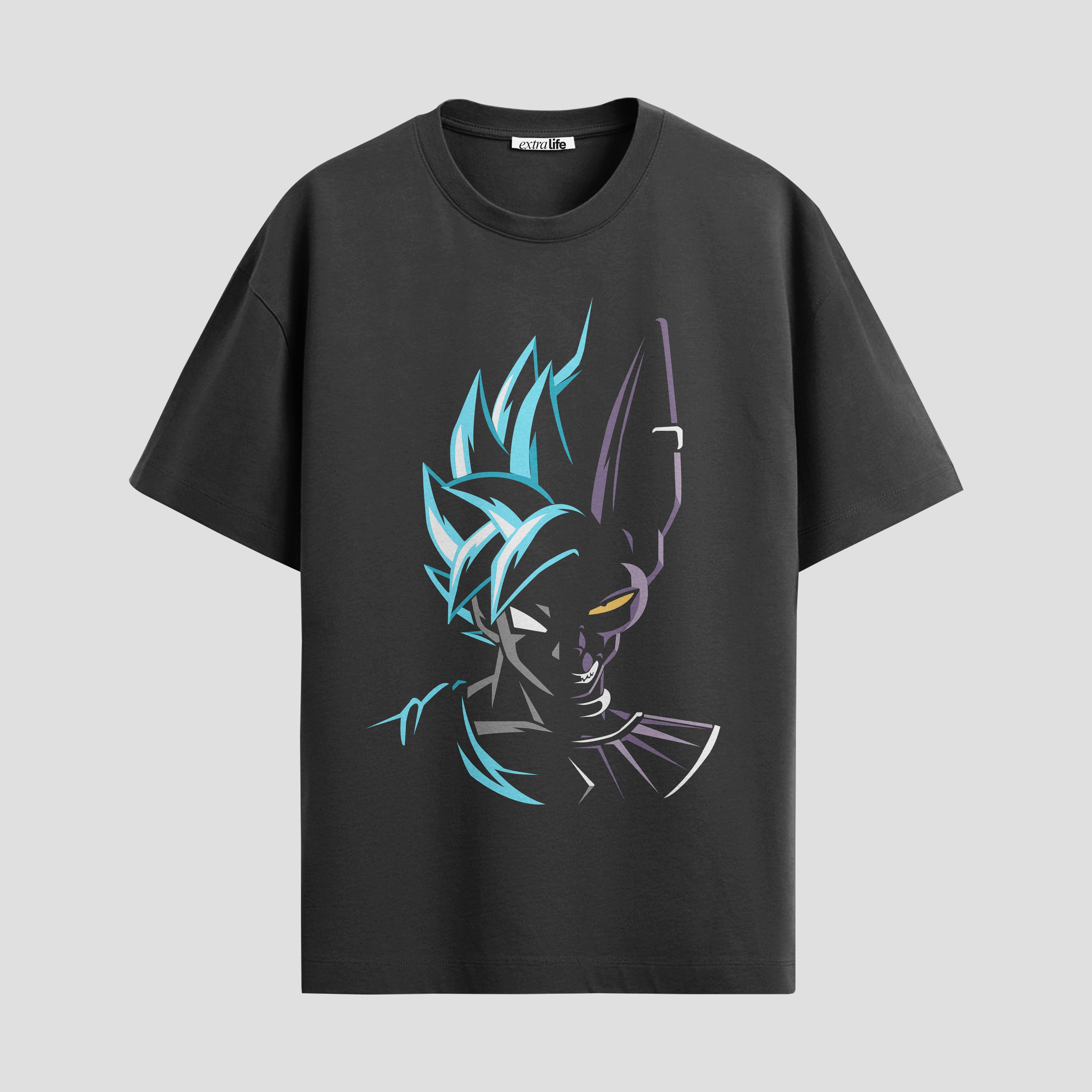 Playera urbana de anime y gaming ExtraLife MX, corte Standard Fit unisex ligero y transpirable en color Deep Black y Pure White, ropa de uso diario para gym y casual.