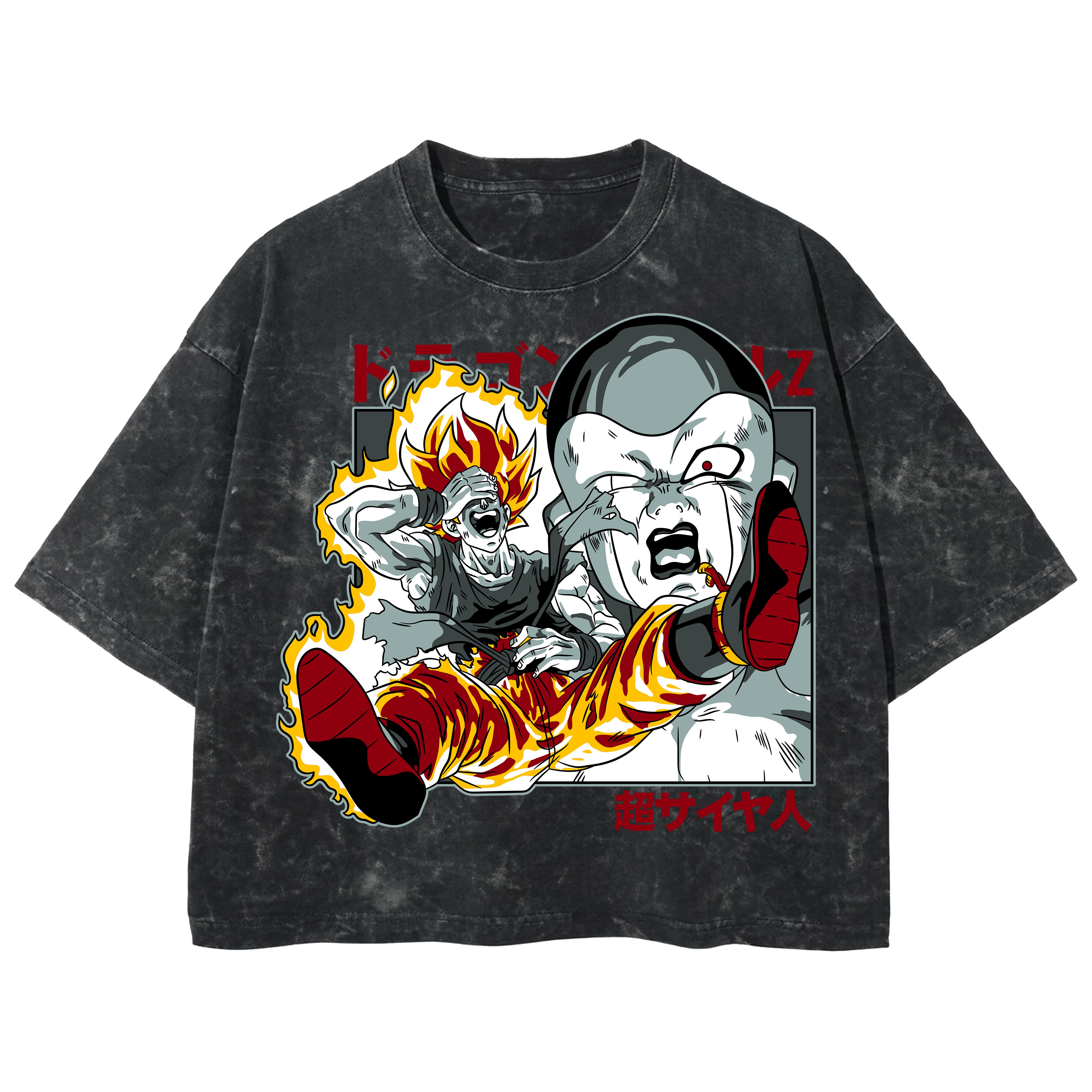 Playera streetwear premium de anime y gaming ExtraLife MX, corte boxy deluxe mineral wash heavyweight en color Acid Wash, moda urbana mexicana de culto.