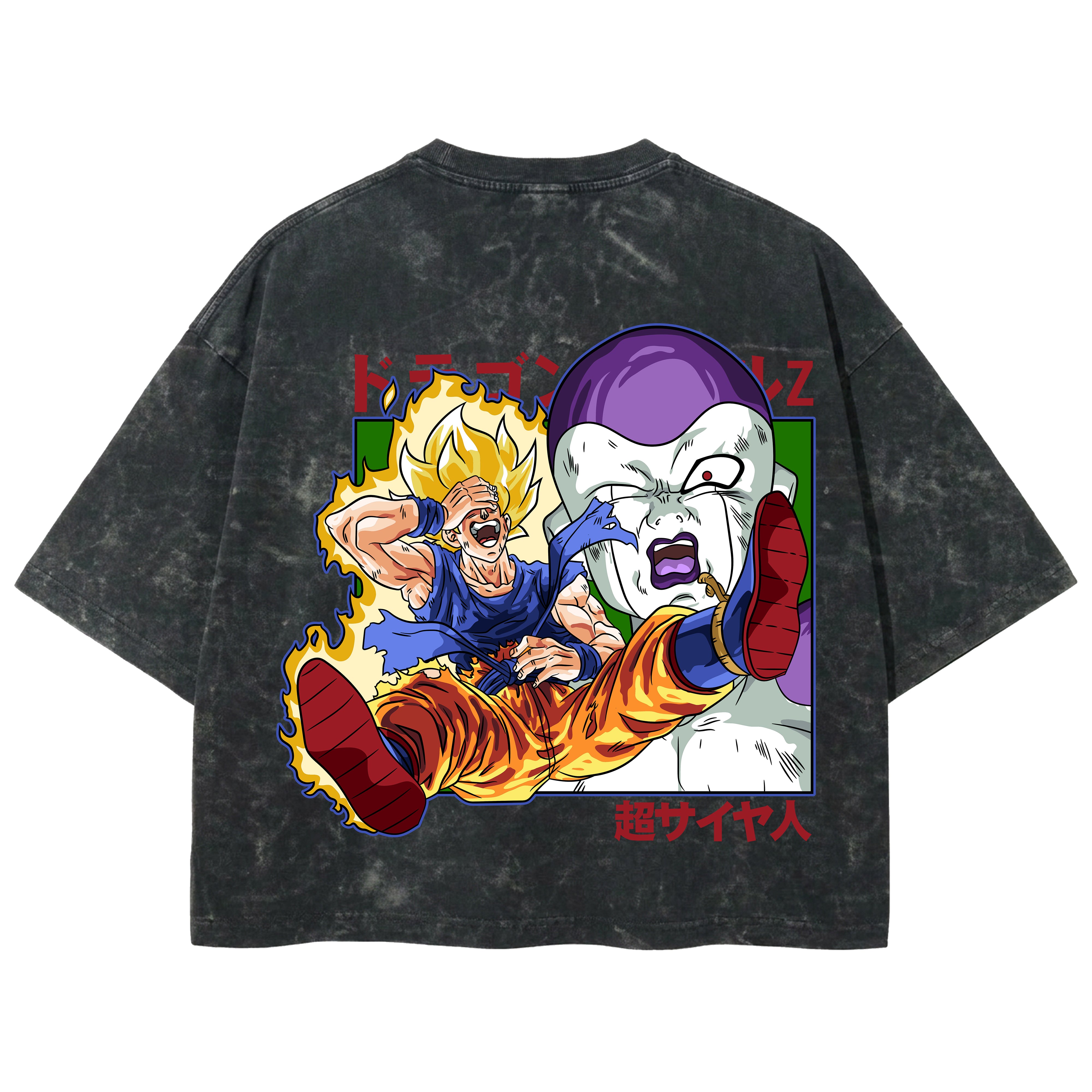 Playera streetwear premium de anime y gaming ExtraLife MX, corte boxy deluxe mineral wash heavyweight en color Acid Wash, moda urbana mexicana de culto.