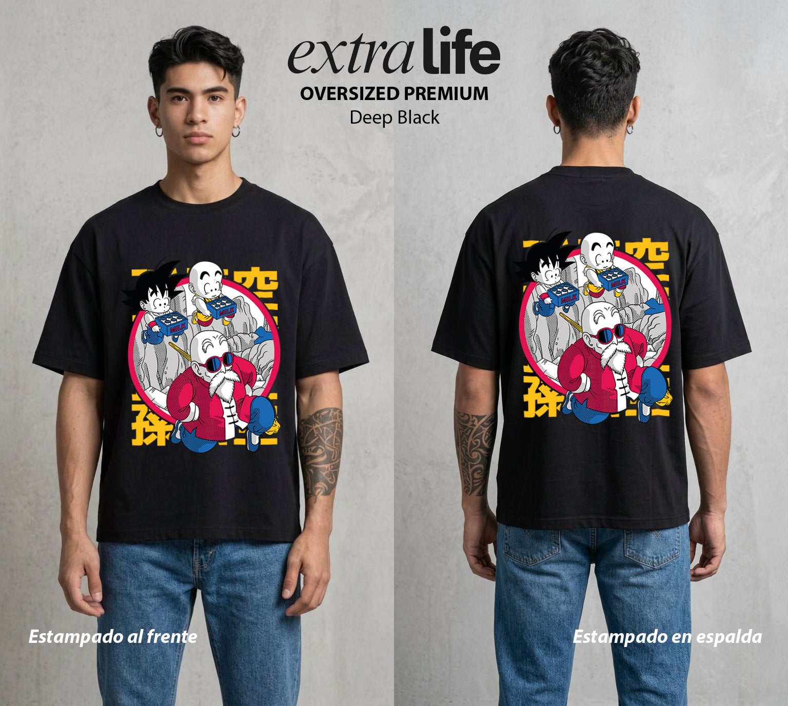 El Poder de las Esferas | El Ermitaño Tortuga #00811 - Playera Oversized Premium | Deep Black - Foto en modelo