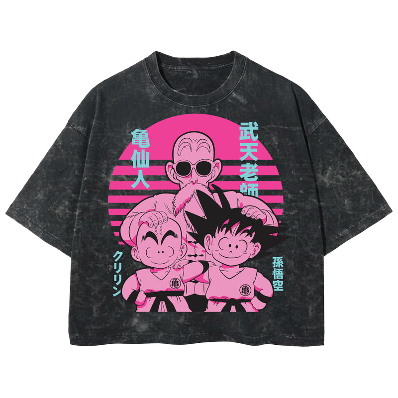 Playera streetwear premium de anime y gaming ExtraLife MX, corte boxy deluxe mineral wash heavyweight en color Acid Wash, moda urbana mexicana de culto.