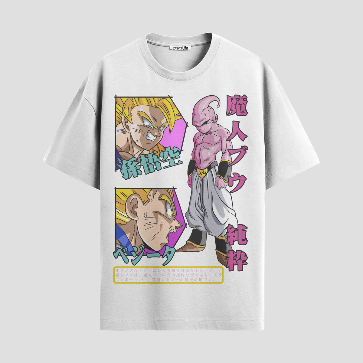 Playera urbana de anime y gaming ExtraLife MX, corte Classic Premium unisex ligero y transpirable en color Deep Black y Pure White, ropa de uso diario para gym y casual.