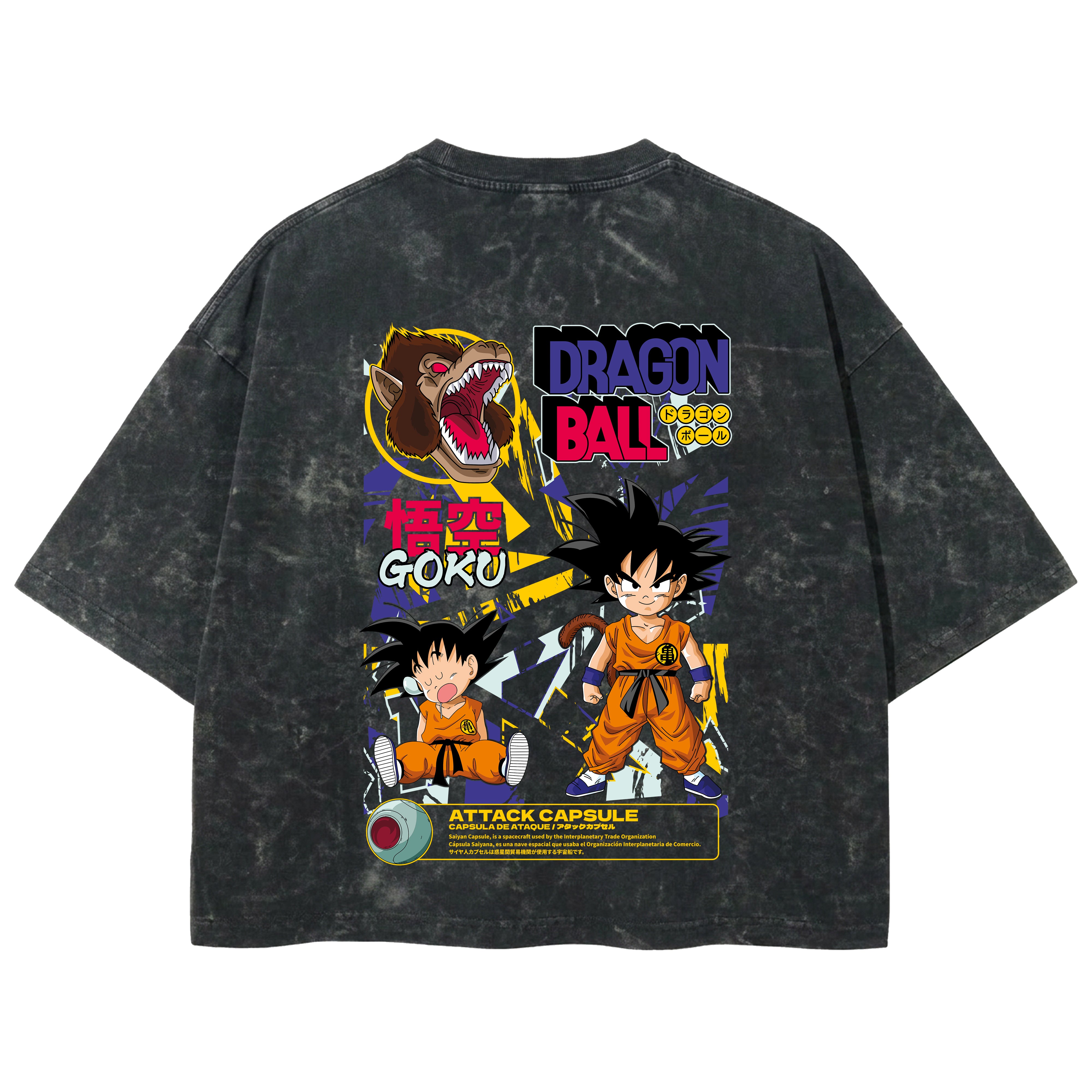 Playera streetwear premium de anime y gaming ExtraLife MX, corte boxy deluxe mineral wash heavyweight en color Acid Wash, moda urbana mexicana de culto.