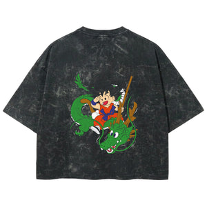 Playera streetwear premium de anime y gaming ExtraLife MX, corte boxy deluxe mineral wash heavyweight en color Acid Wash, moda urbana mexicana de culto.