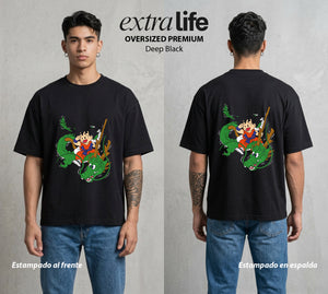 El Poder de las Esferas | Guerrero de las Estrellas #00815 - Playera Oversized Premium | Deep Black - Foto en modelo
