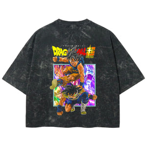 Playera streetwear premium de anime y gaming ExtraLife MX, corte boxy deluxe mineral wash heavyweight en color Acid Wash, moda urbana mexicana de culto.