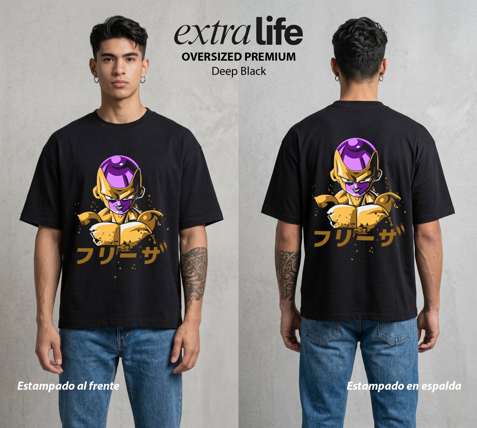 El Poder de las Esferas | El Tirano del Cosmos #00818 - Playera Oversized Premium | Deep Black - Foto en modelo