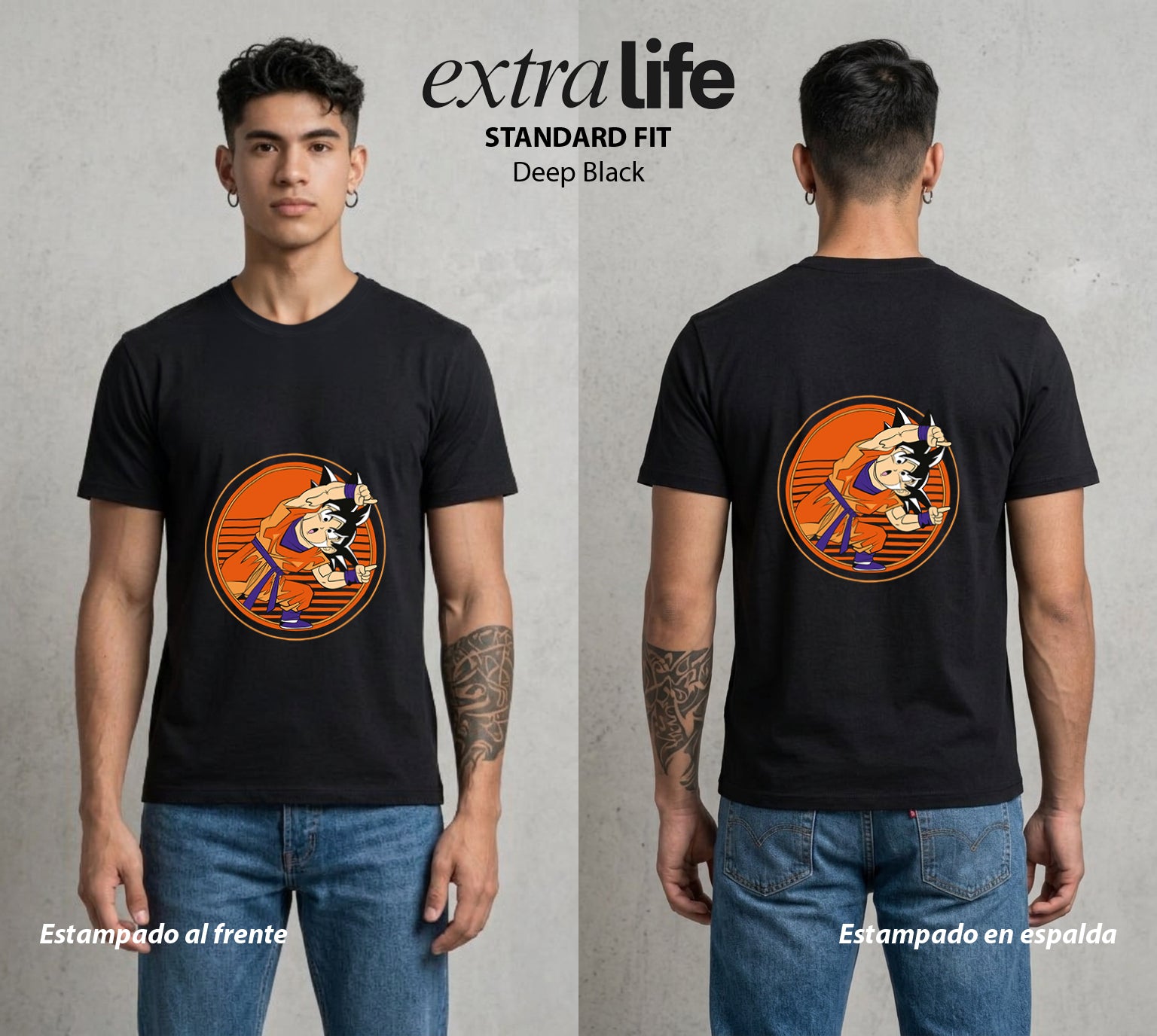 El Poder de las Esferas | El Mini Guerrero #00819 - Playera Standard Fit | Deep Black - Foto en modelo