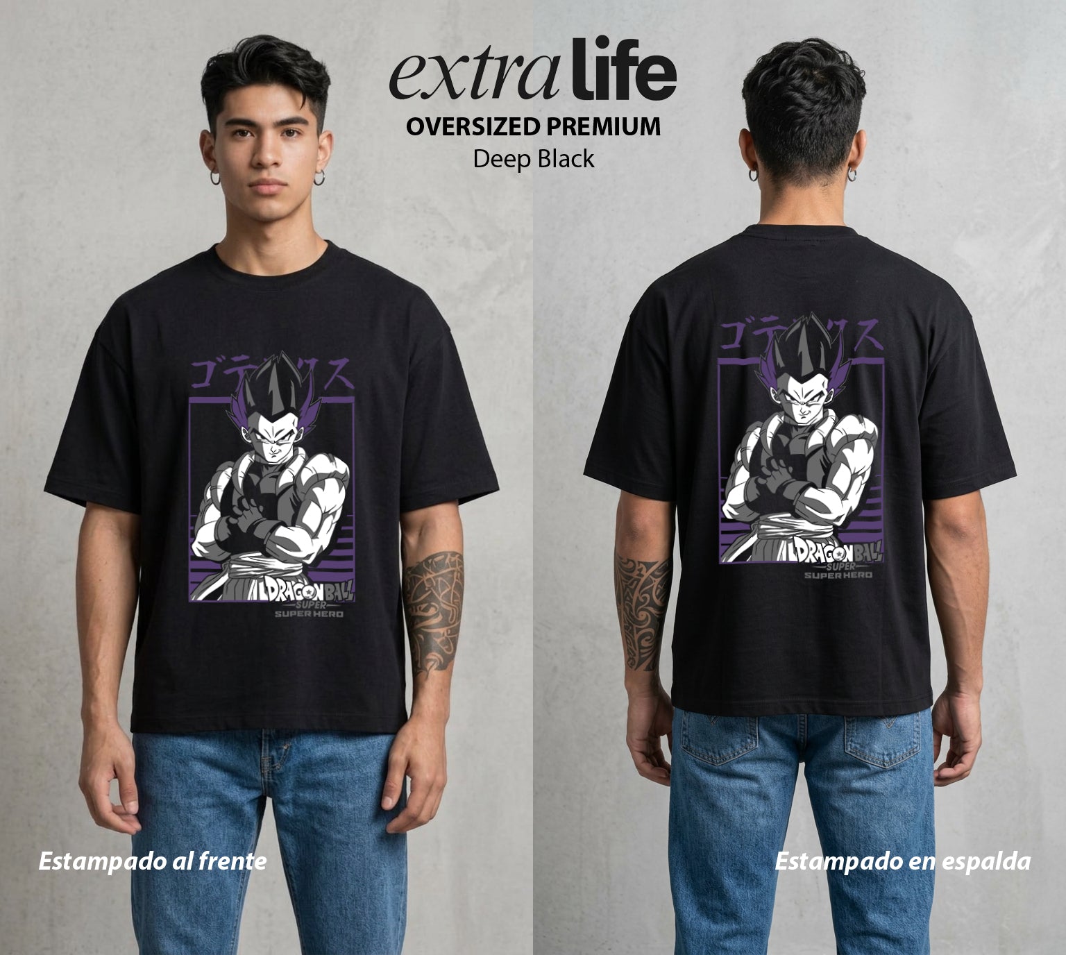 El Poder de las Esferas | La Fusion Juguetona #00820 - Playera Oversized Premium | Deep Black - Foto en modelo