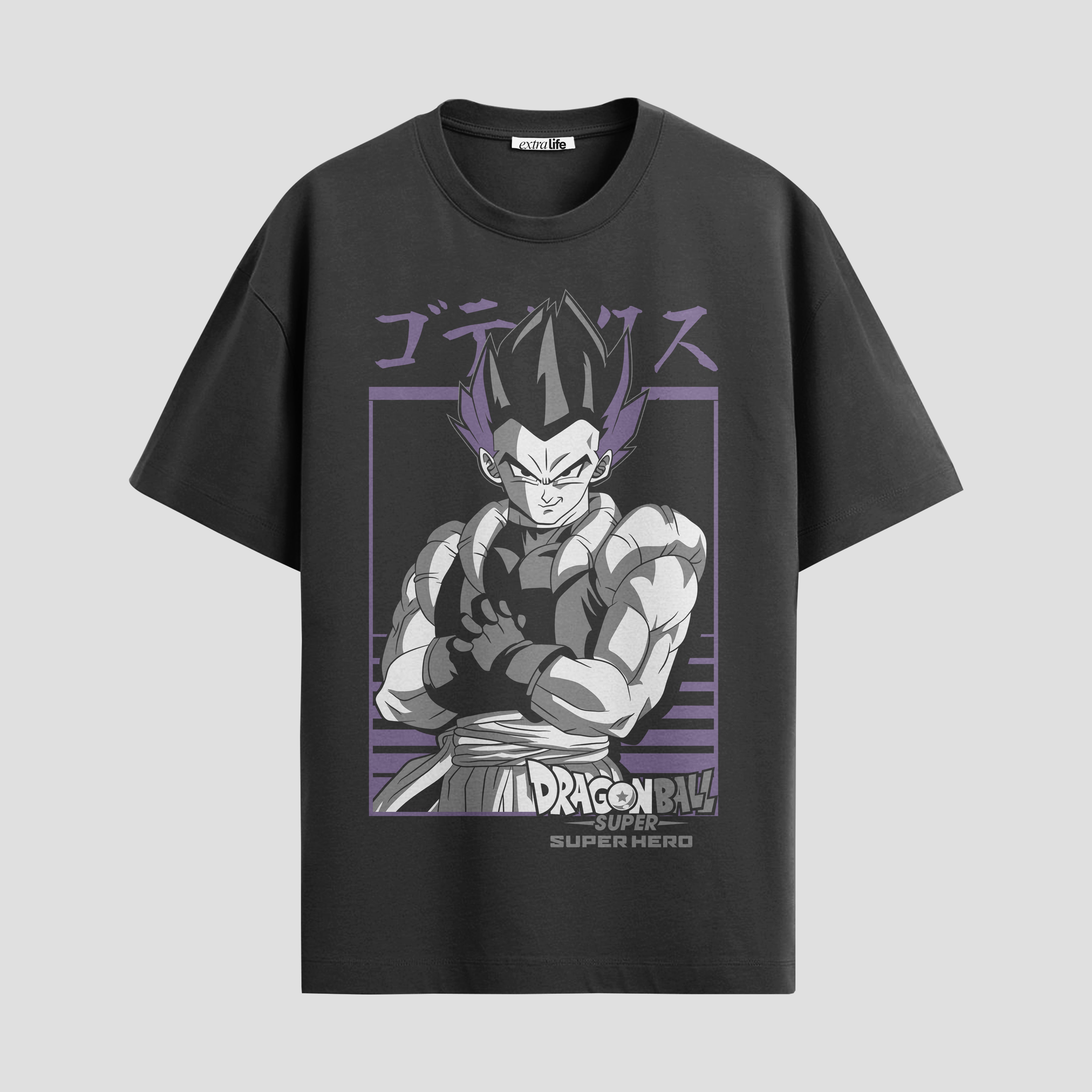Playera urbana de anime y gaming ExtraLife MX, corte Standard Fit unisex ligero y transpirable en color Deep Black y Pure White, ropa de uso diario para gym y casual.