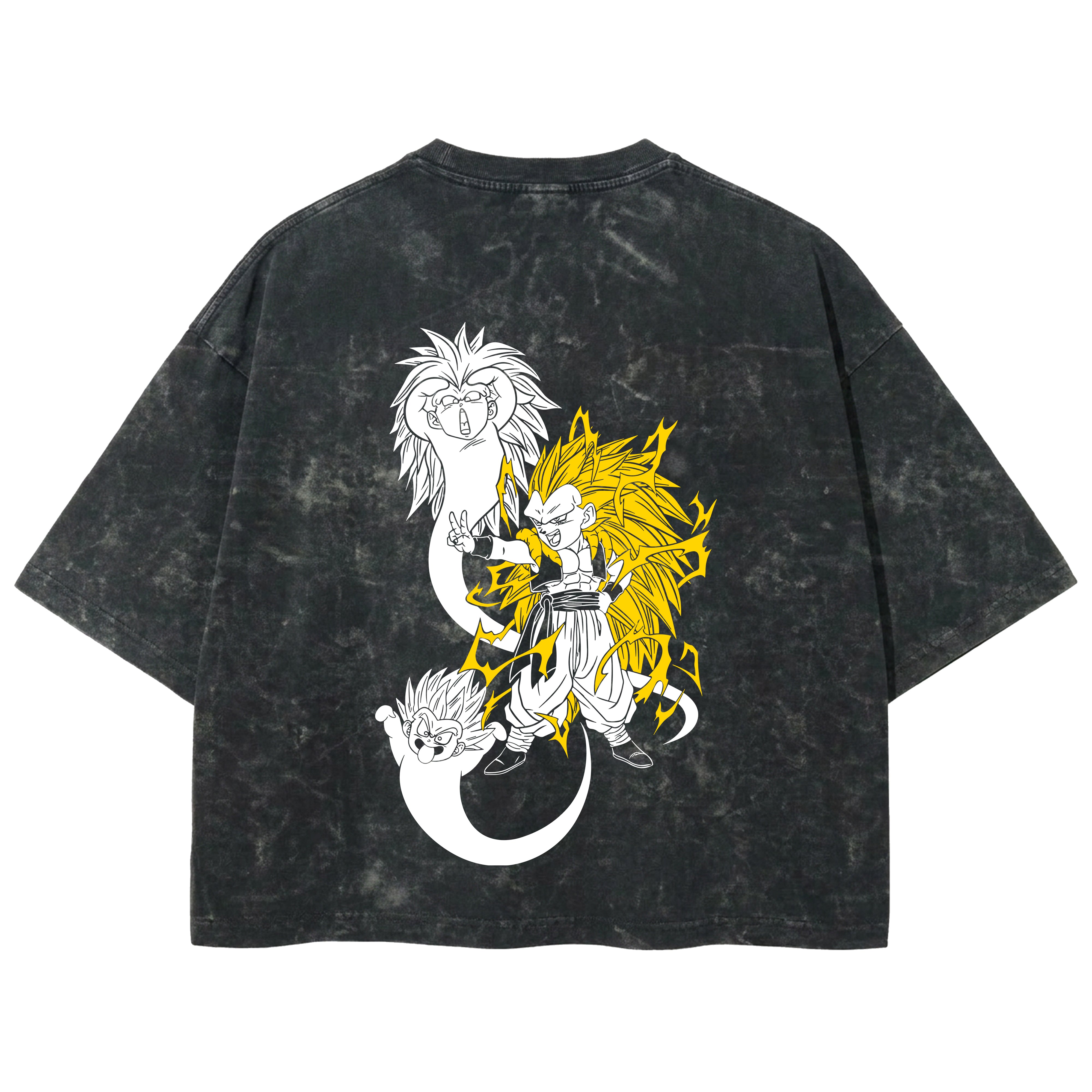 Playera streetwear premium de anime y gaming ExtraLife MX, corte boxy deluxe mineral wash heavyweight en color Acid Wash, moda urbana mexicana de culto.