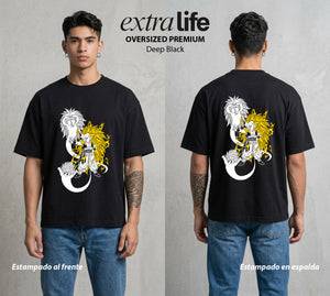 El Poder de las Esferas | Los Hijos Fusionados #00822 - Playera Oversized Premium | Deep Black - Foto en modelo