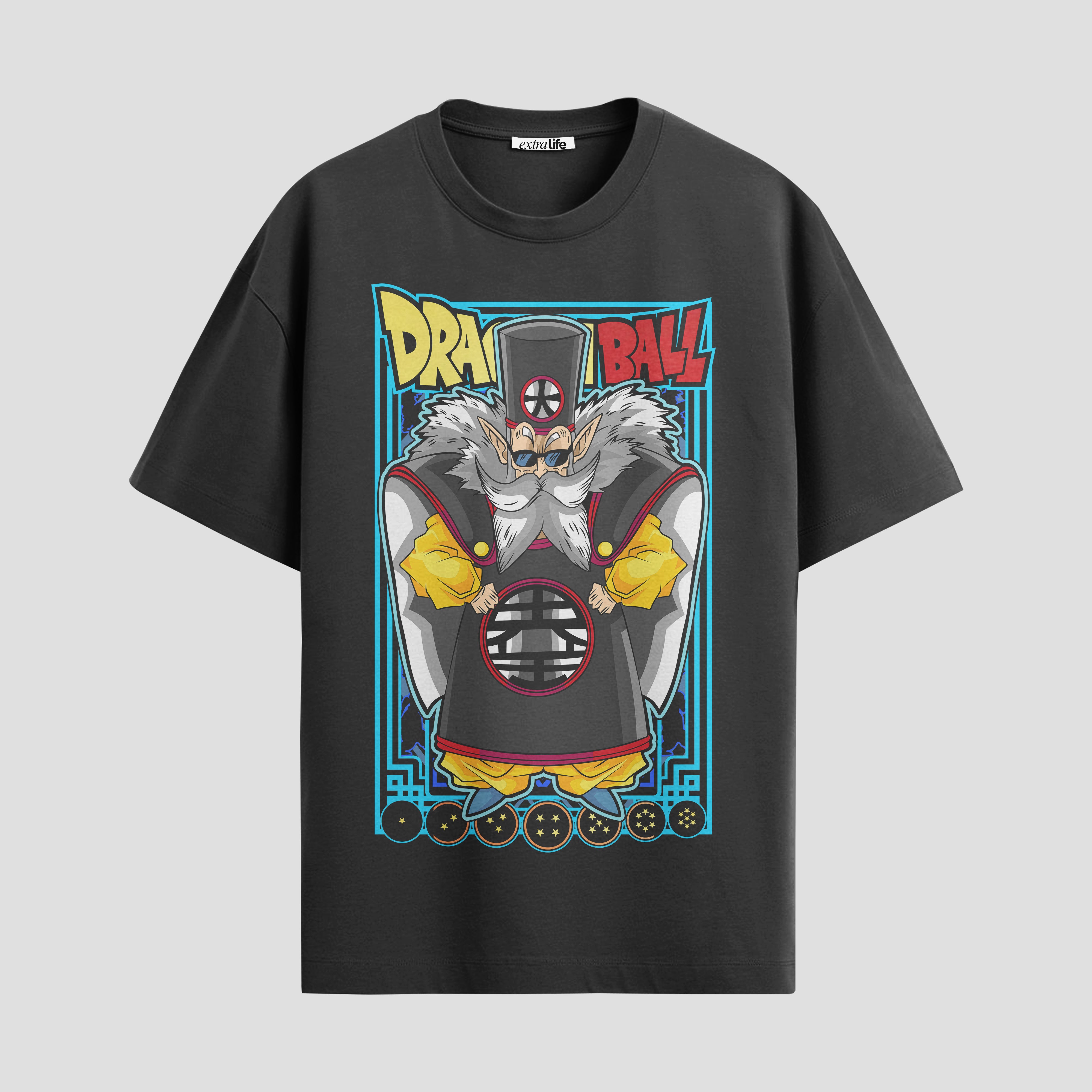 Playera urbana de anime y gaming ExtraLife MX, corte Standard Fit unisex ligero y transpirable en color Deep Black y Pure White, ropa de uso diario para gym y casual.
