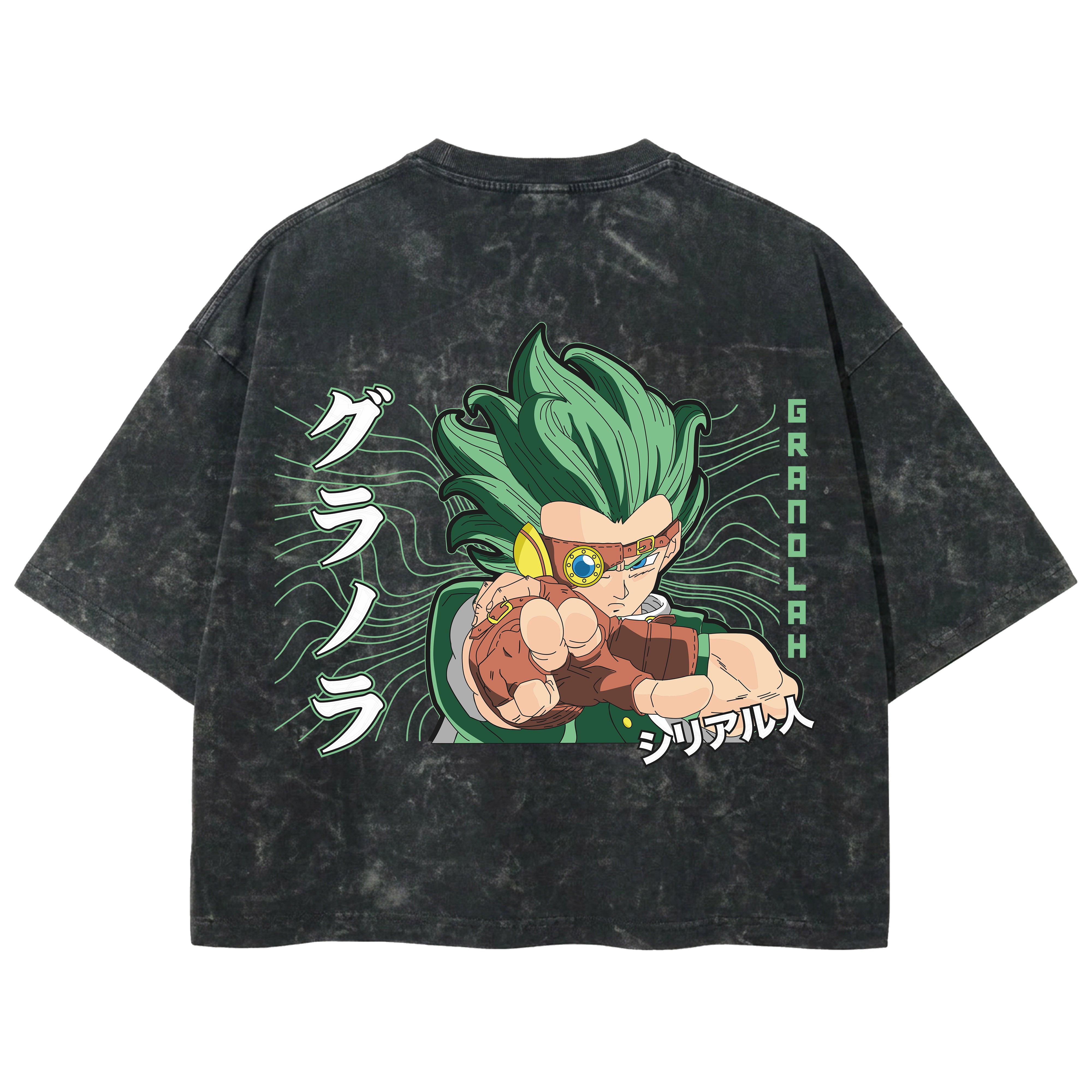 Playera streetwear premium de anime y gaming ExtraLife MX, corte boxy deluxe mineral wash heavyweight en color Acid Wash, moda urbana mexicana de culto.