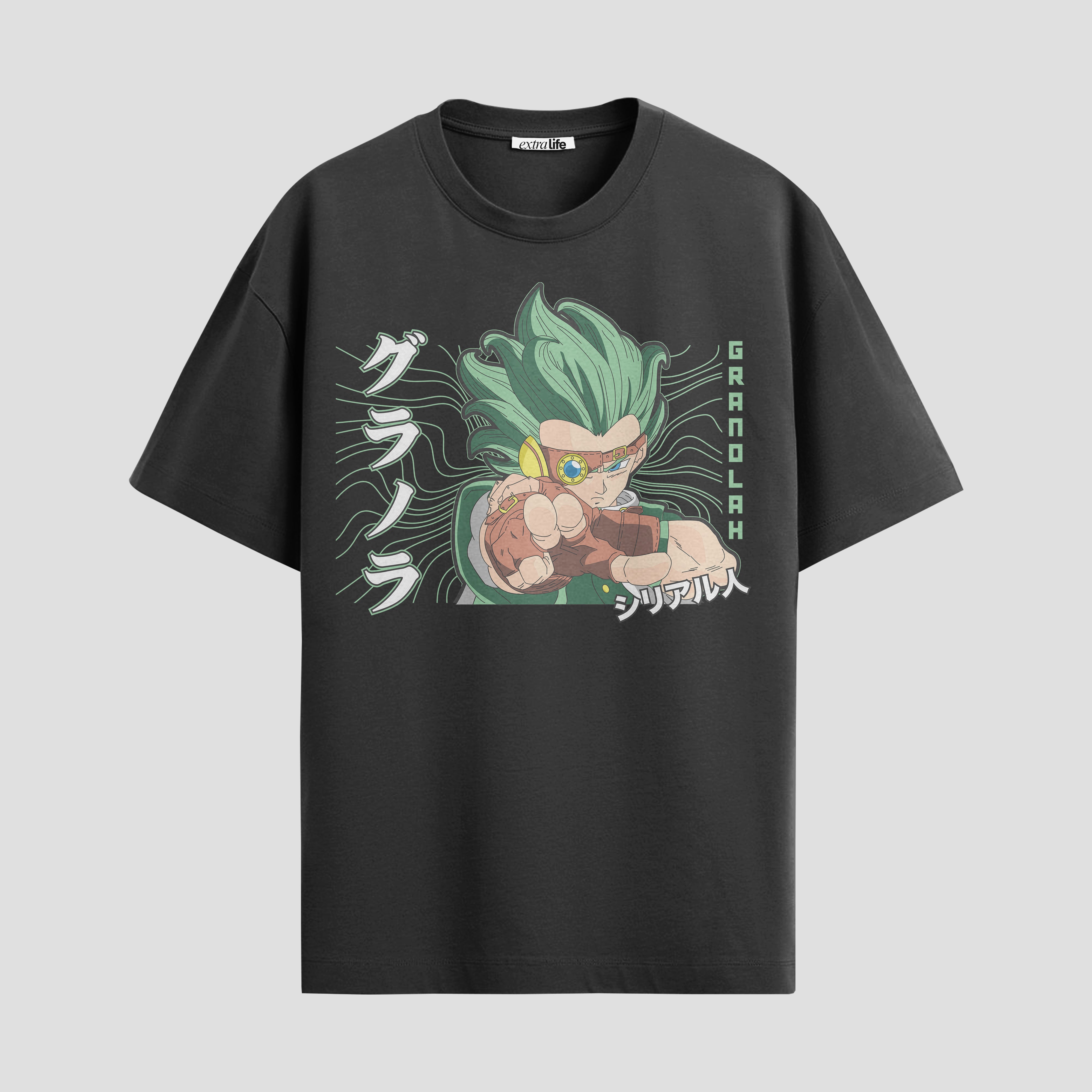 Playera urbana de anime y gaming ExtraLife MX, corte Standard Fit unisex ligero y transpirable en color Deep Black y Pure White, ropa de uso diario para gym y casual.