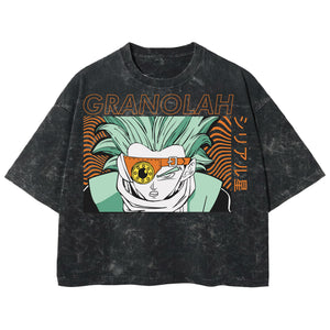 Playera streetwear premium de anime y gaming ExtraLife MX, corte boxy deluxe mineral wash heavyweight en color Acid Wash, moda urbana mexicana de culto.
