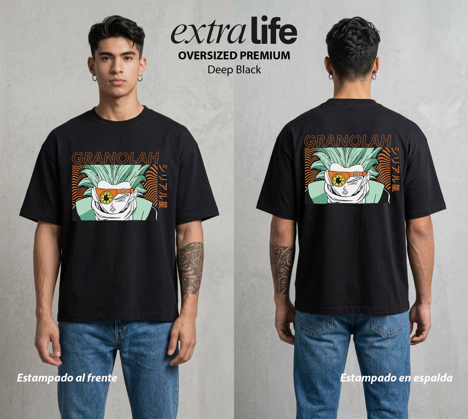 El Poder de las Esferas | El Francotirador del Universo #00825 - Playera Oversized Premium | Deep Black - Foto en modelo