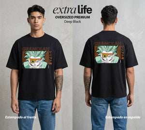 El Poder de las Esferas | El Francotirador del Universo #00825 - Playera Oversized Premium | Deep Black - Foto en modelo