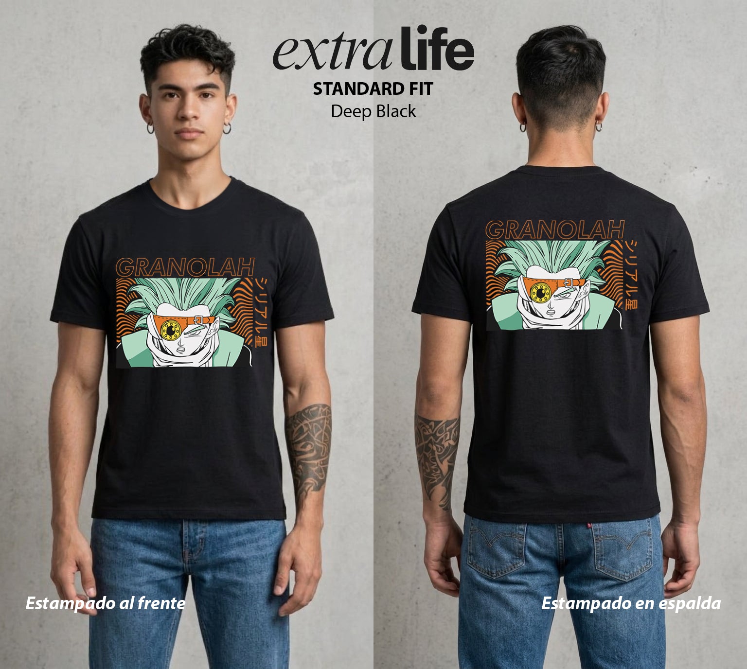 El Poder de las Esferas | El Francotirador del Universo #00825 - Playera Standard Fit | Deep Black - Foto en modelo