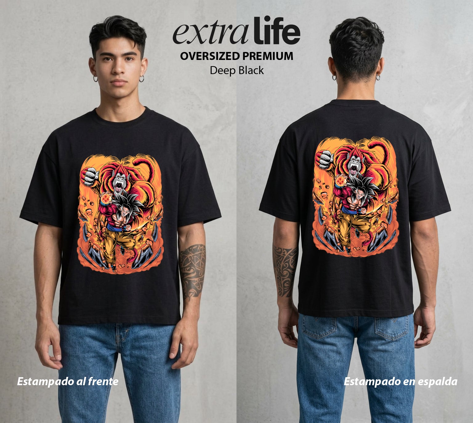 El Poder de las Esferas | El Gran Mono #00826 - Playera Oversized Premium | Deep Black - Foto en modelo