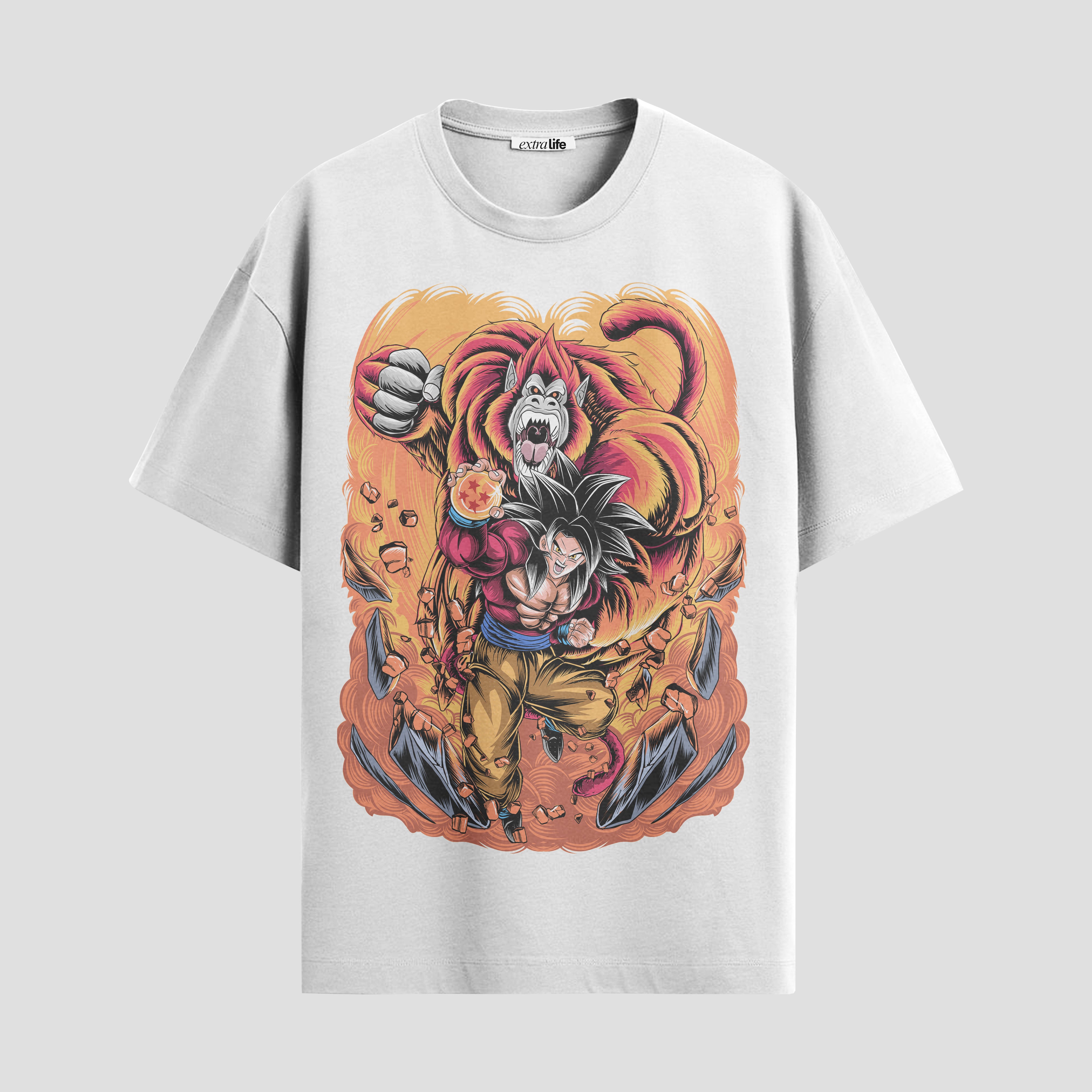 Playera urbana de anime y gaming ExtraLife MX, corte Standard Fit unisex ligero y transpirable en color Deep Black y Pure White, ropa de uso diario para gym y casual.