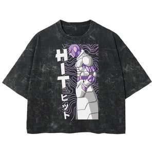 Playera streetwear premium de anime y gaming ExtraLife MX, corte boxy deluxe mineral wash heavyweight en color Acid Wash, moda urbana mexicana de culto.