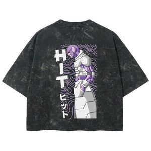 Playera streetwear premium de anime y gaming ExtraLife MX, corte boxy deluxe mineral wash heavyweight en color Acid Wash, moda urbana mexicana de culto.