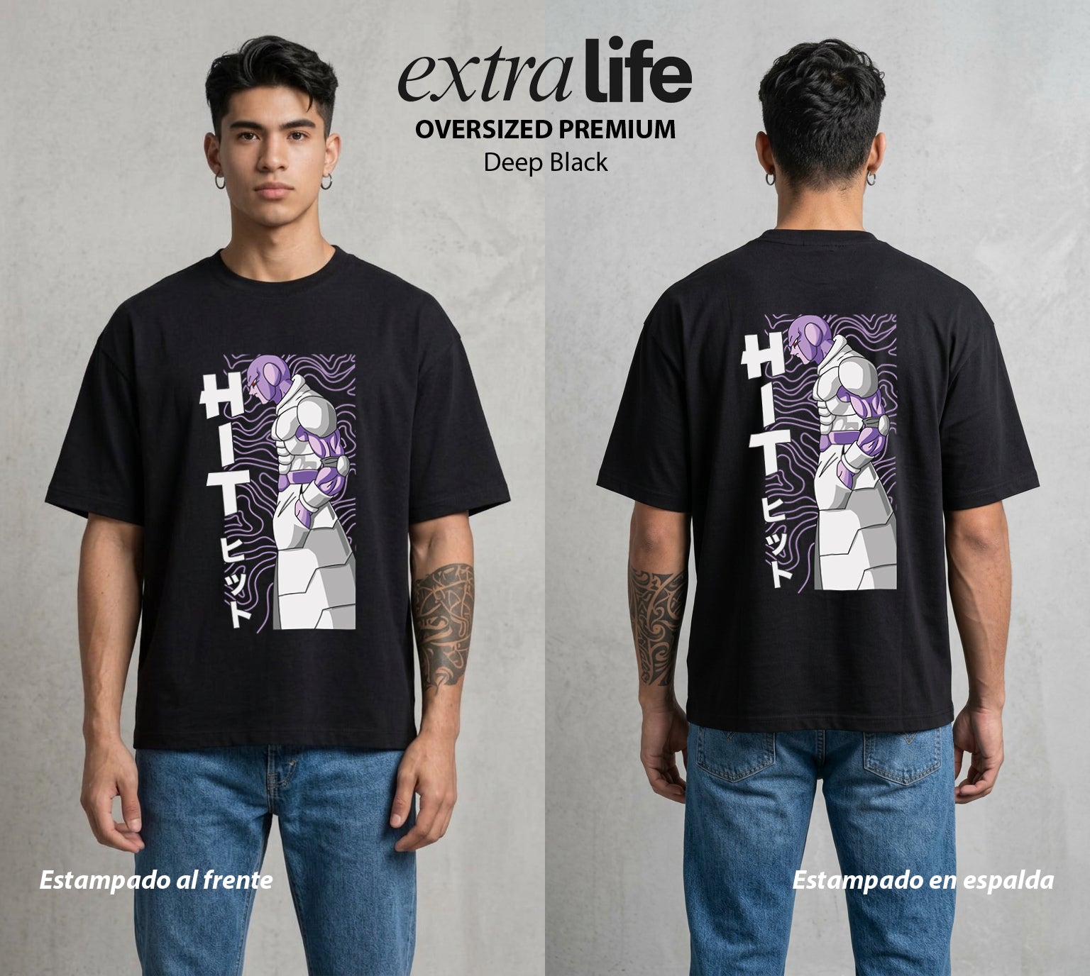 El Poder de las Esferas | El Asesino del Tiempo #00827 - Playera Oversized Premium | Deep Black - Foto en modelo