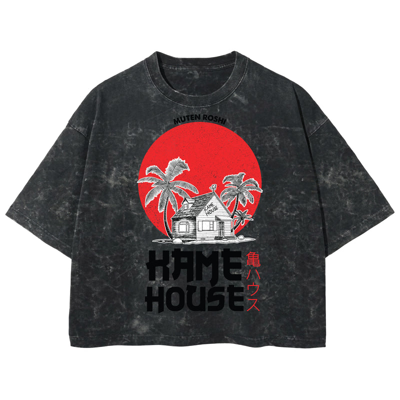 Playera streetwear premium de anime y gaming ExtraLife MX, corte boxy deluxe mineral wash heavyweight en color Acid Wash, moda urbana mexicana de culto.