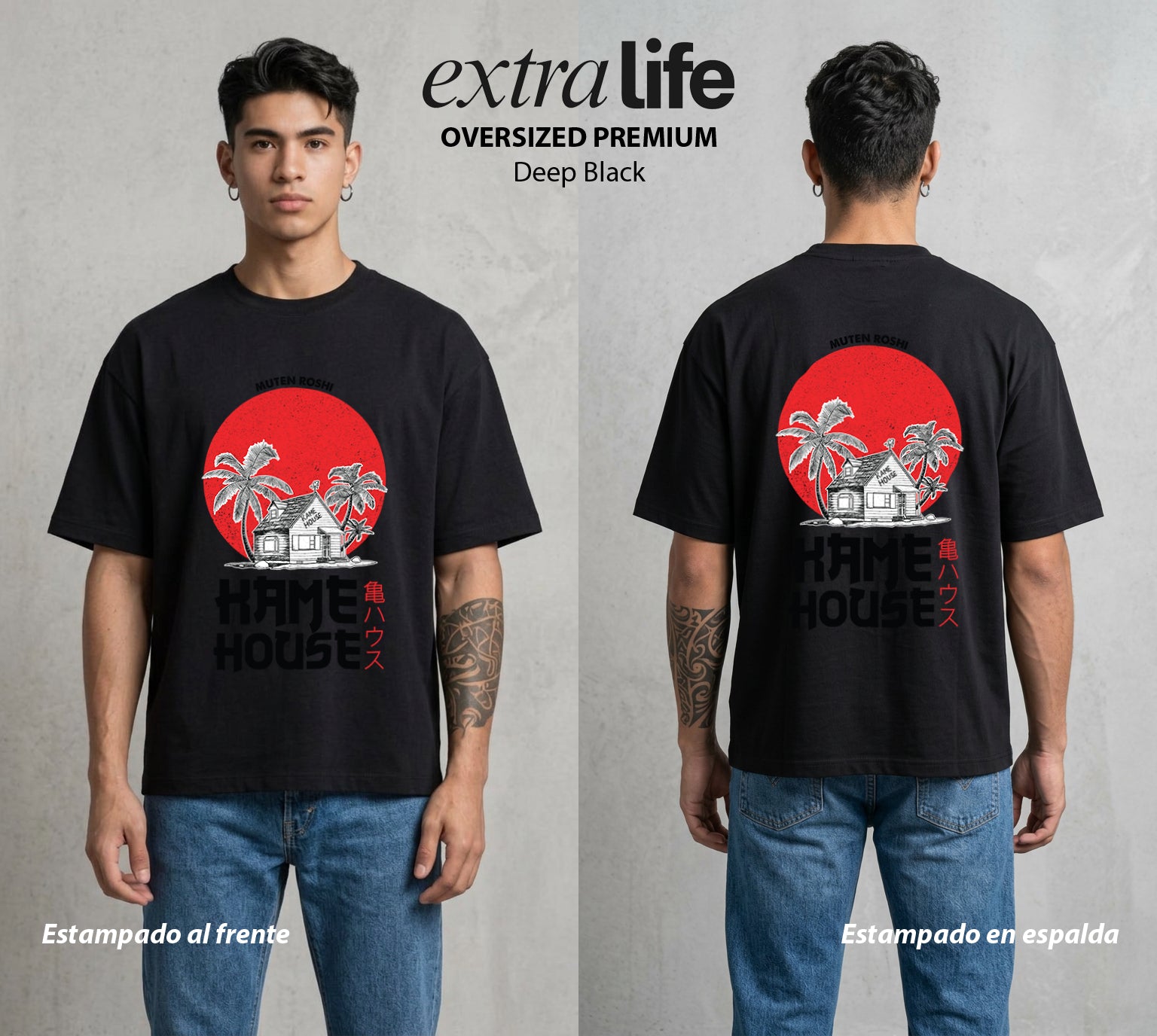 El Poder de las Esferas | La Casa de la Tortuga #00828 - Playera Oversized Premium | Deep Black - Foto en modelo