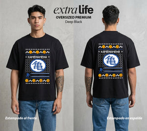 El Poder de las Esferas | La Ola Legendaria #00829 - Playera Oversized Premium | Deep Black - Foto en modelo