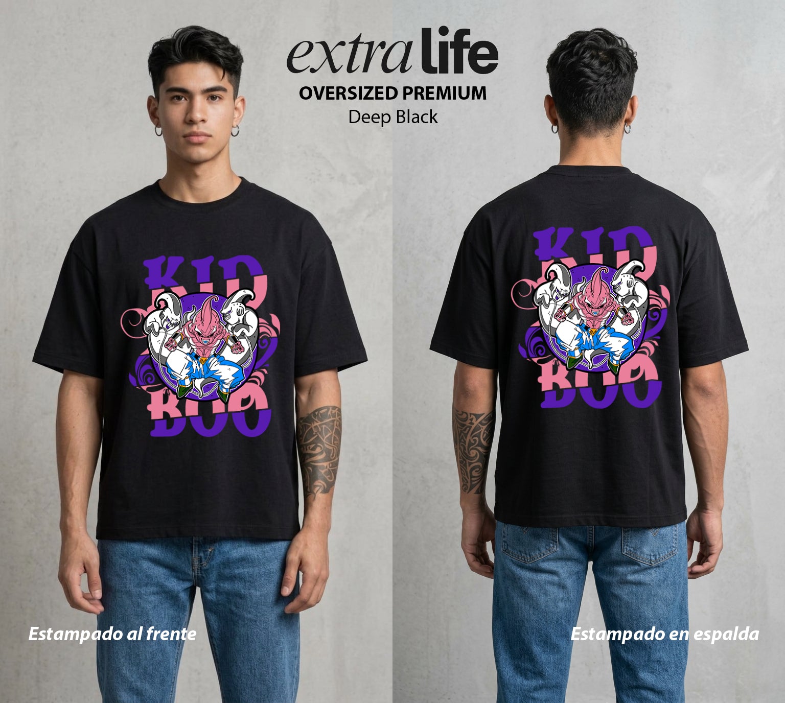 El Poder de las Esferas | El Puro Caos #00831 - Playera Oversized Premium | Deep Black - Foto en modelo