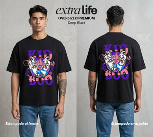 El Poder de las Esferas | El Puro Caos #00831 - Playera Oversized Premium | Deep Black - Foto en modelo